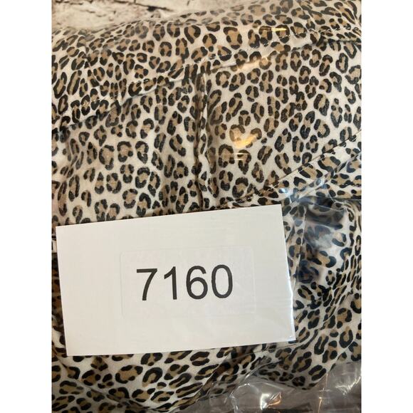 Talbots Top Womens 14 Petite Cheetah Leopard Button Up Cotton Stretch Career - Picture 9 of 12